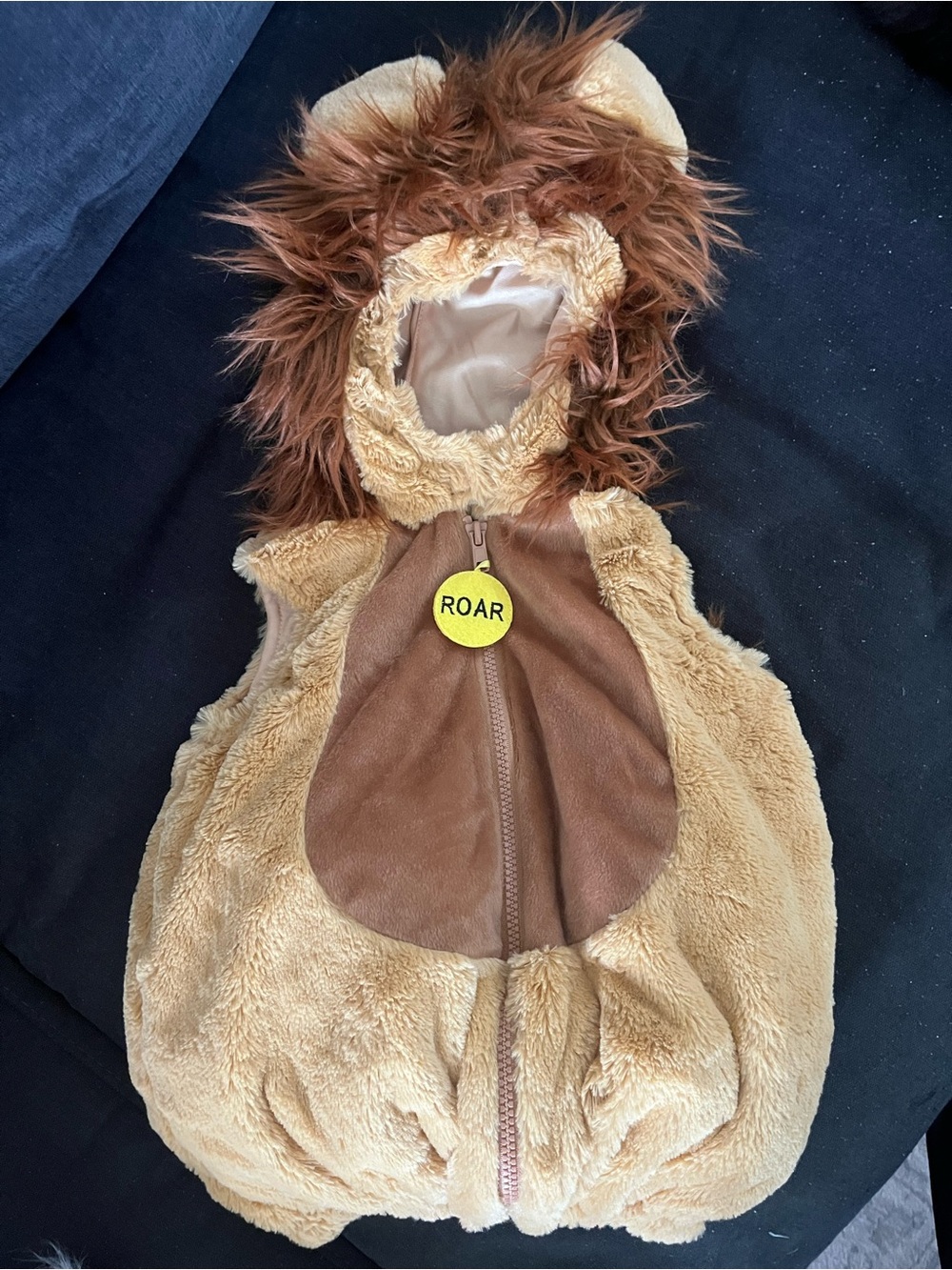 Kids / toddler Plush Lion Hooded Halloween Costume - Light Brown warm 18 months